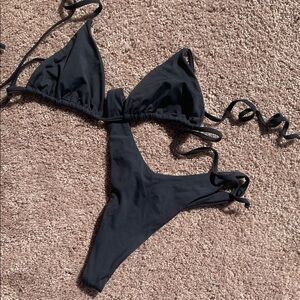 Joah Brown Dark Gray Bikini Set, **SMALL BOTTOM, LARGE TOP.